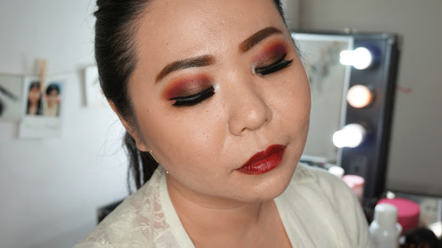 FALL INSPIRED MAKEUP TUTORIAL IN WARM RED AND BROWN EYES WITH DARK RED LIPSTICK Fall Makeup Tutorial with warm red and brown eyes and dark red lipstick. using wet n wild lipstick in dark cherry and coastal scent 120 eyeshadow palette. Come and Join my Makeup and Hairdo Course to learn the technique with Theresia Feegy in Jakarta. Available for Personal Makeup Course, Advance Intense Pro Makeup Course, One Day Wedding Makeup Course and Basic Hairdo Course. For pricing and inquiries, kindly email to muses.wonderland@yahoo.com