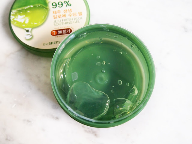 THE BEST FACE AND BODY SOOTHING GEL - THE SAEM JEJU FRESH ALOE SOOTHING GEL REVIEW The Saem Jeju Aloe Vera Soothing Gel review for sunburn, moisturizer, makeup base, lengthen lashes, mask, and soften cuticles. It finishes matte and subtle with a cooling effect and absorb quickly into the skin with a great scent.