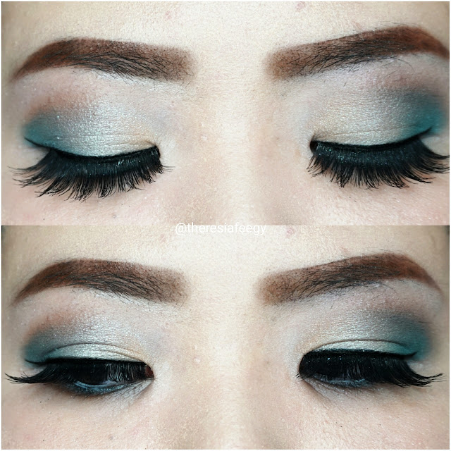 A TURQUOISE BLUE AND SOFT GOLD ROMANTIC LOOK INSPIRED MAKEUP TUTORIAL WITH COASTAL SCENT Soft look makeup in soft gold and soft silver turquoise for a romantic look date night. Makeup artist and hair stylist in Jakarta for makeup and hairdo service.