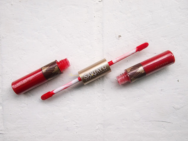 FULL 12 SARIAYU COLOR TREND 2016 DUO LIP COLOR REVIEW AND SWATCHES. a combination of glossy and matte result in one with a strong staying power and not transferable to another surface. High color intensity on the lips and mositurizing.