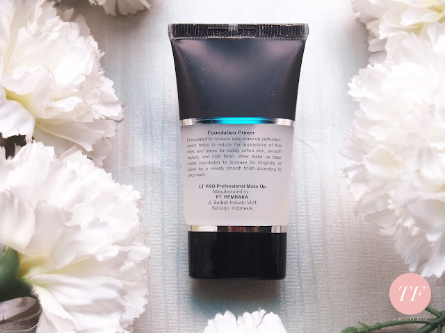 LT PRO FOUNDATION PRIMER. It doesnt really meet my expectation. It is pretty watery for a primer, it doesnt have the power to cover the pores however, it helps with the makeup to stay longer, it is easy to blend and spread, it finishes matte quickly and you only need a pea size for the whole face. 