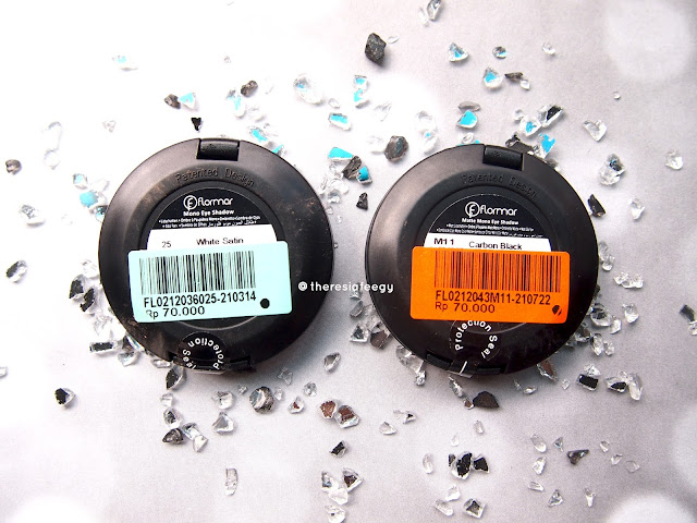 Flormar Cosmetic in Jakarta. From Italy and it is a range of cosmetic in a very low cost and affordable price. The pigmentation, for the White Satin, it is not that high, in fact it is low to medium but for the Carbon Black is high. Both are easy to blend into one another and buildable. There is not much fall out. The texture is soft and velvetty and it is not harsh. Find them in Kota Kasablanka 