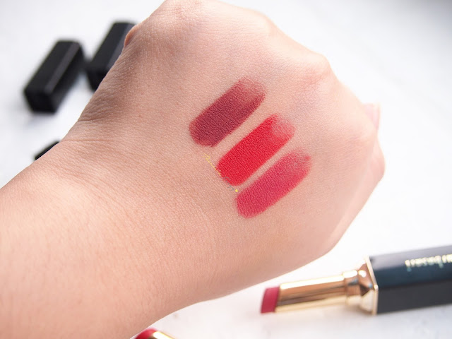 PURBASARI MATTE LIPSTICK #83 #84 #89 REVIEW AND SWATCHES Purbasari Matte Lipstick review and swatch. The first high demand matte lipstick in Indonesia with a high color pigmentation, long lasting power and cheap. Lipstik matte yang tahan lama dengan pigmentasi warna yang indah dari merk lokal indonesia, Purbasari. Harganya juga tergolong murah.