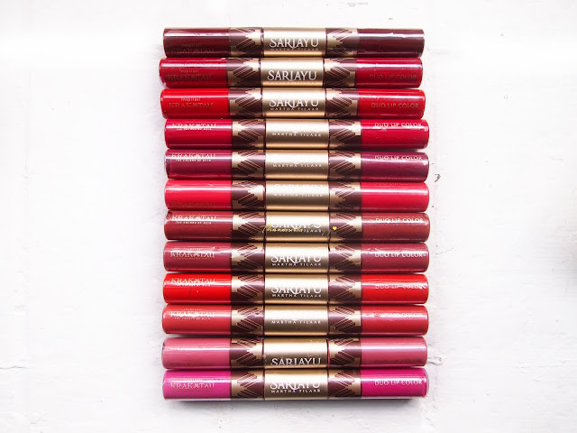 FULL 12 SARIAYU COLOR TREND 2016 DUO LIP COLOR REVIEW AND SWATCHES. a combination of glossy and matte result in one with a strong staying power and not transferable to another surface. High color intensity on the lips and mositurizing.