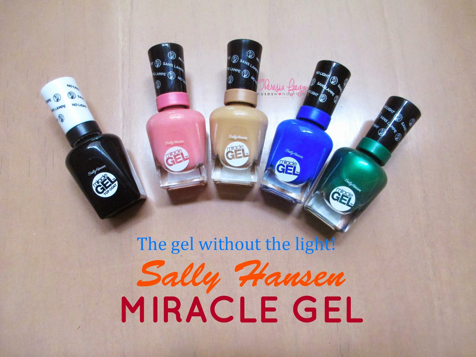 SALLY HANSEN MIRACLE GEL "THE GEL WITHOUT THE LIGHT" IN #190 PINKY RINGS, #130 HOW NUDE, #360 TIDAL WAVE, #350 STYLE MAKER REVIEW, NOTD AND SWATCHES