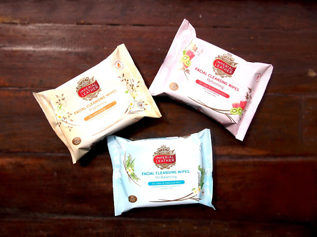 IMPERIAL LEATHER FACIAL CLEANSING WIPES IN BRIGHTENING, REFRESHING AND OIL BALANCING REVIEW AND TEST Imperial Leather Facial Cleansing Wipes comes in Brightening, Refreshing and Oil Balancing. Each only cost IDR 19.900/ pack. To cleanse the dirt, dust on the skin, to remove makeup (waterproof), to maintain the skin moisture, for normal-oil-sensitive skin, tested dermatologicaly, alcohol free, practical and comfortable to be used anywhere and anytime.